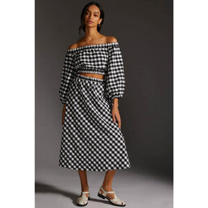 NWT Anthropologie Maeve Gingham Skirt Set - Small